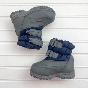 LL BEAN VGUC Navy Toddler Velcro Insulated Waterproof Snow Boots